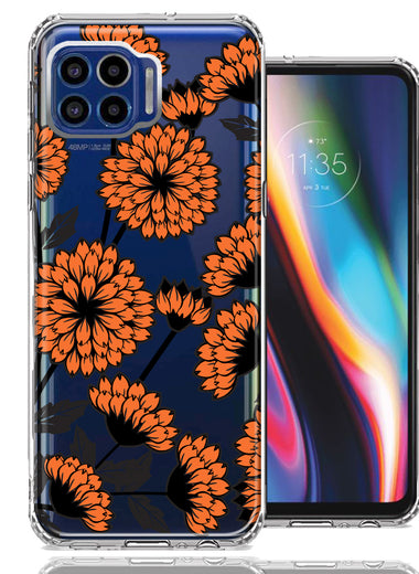 Motorola One 5G Orange Chrysanthemum Flowers Design Double Layer Phone Case Cover