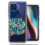 Motorola One 5G He Is Risen Text Easter Jesus Christian Flowers Double Layer Phone Case Cover