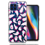 Motorola One 5G Pink Happy Swimming Axolotls Polka Dots Double Layer Phone Case Cover