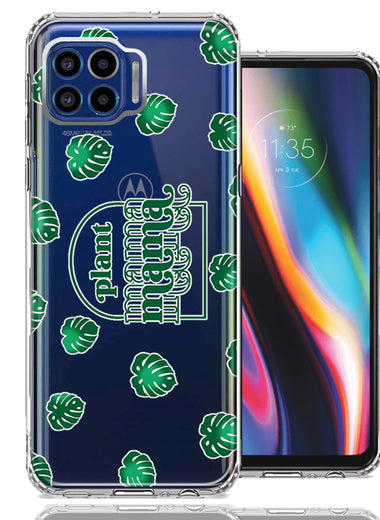 Motorola One 5G Plant Mama Houseplant Lover Monstera Tropical Leaf Green Design Double Layer Phone Case Cover