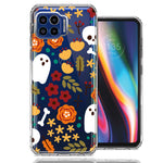 Motorola One 5G Spooky Season Fall Autumn Flowers Ghosts Skulls Halloween Double Layer Phone Case Cover
