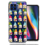 Motorola One 5G Summer Beach Cute Gnomes Sand Castle Shells Palm Trees Double Layer Phone Case Cover