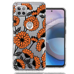 Motorola One 5G Ace Orange Chrysanthemum Flowers Design Double Layer Phone Case Cover