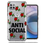Motorola One 5G Ace Anti Social Roses Design Double Layer Phone Case Cover