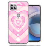 Motorola One 5G Ace Pink Gem Hearts Design Double Layer Phone Case Cover