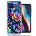 For Motorola One 5G Bright Colors Rainbow Water Lilly Floral Phone Case Cover