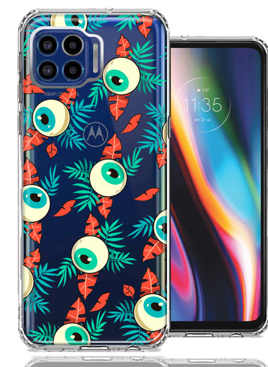 Motorola One 5G Halloween Creepy Tropical Eyeballs Design Double Layer Phone Case Cover