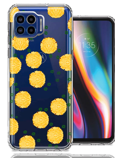 Motorola One 5G Tropical Pineapples Polkadots Design Double Layer Phone Case Cover