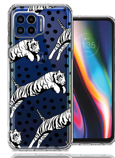 Motorola One 5G Tiger Polkadots Design Double Layer Phone Case Cover