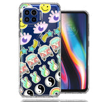 Motorola One 5G 70's Yin Yang Hippie Happy Peace Stars Design Double Layer Phone Case Cover
