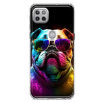 Motorola One 5G Neon Rainbow Glow Bulldog Hybrid Protective Phone Case Cover