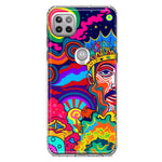 Motorola One 5G Neon Rainbow Psychedelic Indie Hippie Indie King Hybrid Protective Phone Case Cover