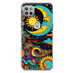 Motorola One 5G Neon Rainbow Psychedelic Indie Hippie Indie Moon Hybrid Protective Phone Case Cover