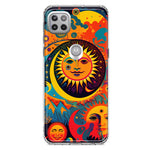 Motorola One 5G Neon Rainbow Psychedelic Indie Hippie Sun Moon Hybrid Protective Phone Case Cover