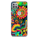 Motorola One 5G Neon Rainbow Psychedelic Indie Hippie Sunflowers Hybrid Protective Phone Case Cover