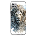 Motorola One 5G Abstract Lion Sculpture Hybrid Protective Phone Case Cover