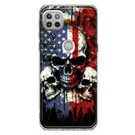 Motorola One 5G American USA Flag Skulls Blue Red Double Layer Phone Case Cover