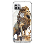 Motorola One 5G Ancient Lion Sculpture Hybrid Protective Phone Case Cover