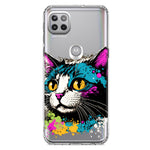 Motorola One 5G Cool Cat Oil Paint Pop Art Hybrid Protective Phone Case Cover