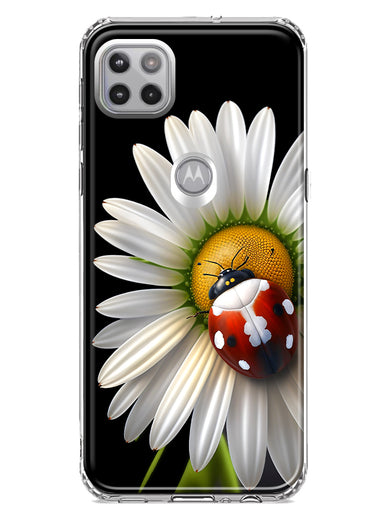 Motorola One 5G Cute White Daisy Red Ladybug Double Layer Phone Case Cover