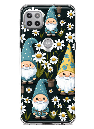 Motorola One 5G Cute White Daisies Gnomes Flowers Floral Double Layer Phone Case Cover