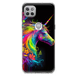 Motorola One 5G Neon Rainbow Glow Unicorn Floral Hybrid Protective Phone Case Cover