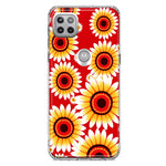 Motorola One 5G Yellow Sunflowers Polkadot on Red Double Layer Phone Case Cover