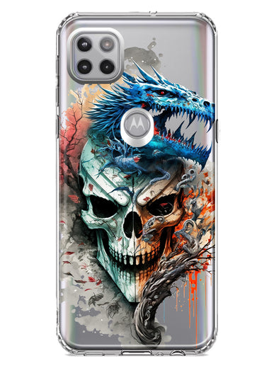 Motorola One 5G Fantasy Blue Dragon Dream Skull Double Layer Phone Case Cover