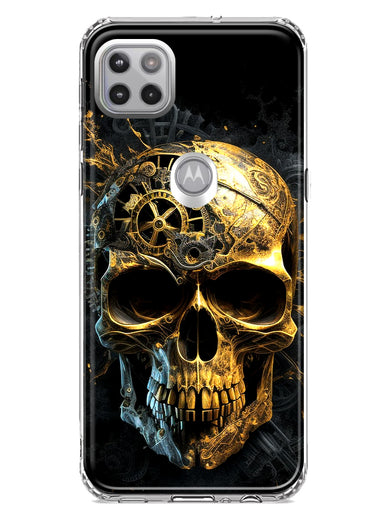 Motorola One 5G Steampunk Skull Science Fiction Machinery Double Layer Phone Case Cover