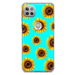 Motorola One 5G Yellow Sunflowers Polkadot on Turquoise Teal Double Layer Phone Case Cover