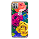 Motorola One 5G Vintage Pastel Abstract Colorful Pink Yellow Blue Roses Double Layer Phone Case Cover