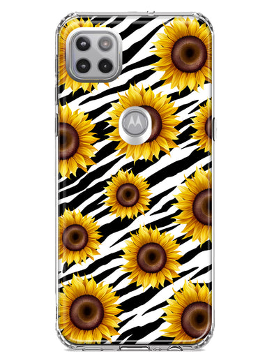 Motorola One 5G White Zebra Sunflowers Polkadots Double Layer Phone Case Cover