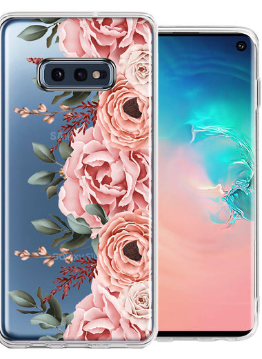 For Samsung Galaxy S10e Blush Pink Peach Spring Flowers Peony Rose Phone Case Cover