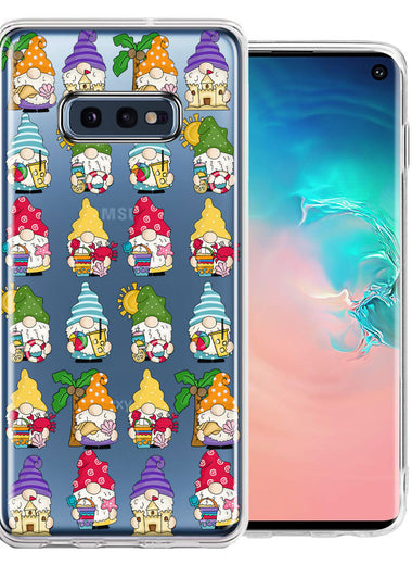 Samsung Galaxy S10e Summer Beach Cute Gnomes Sand Castle Shells Palm Trees Double Layer Phone Case Cover