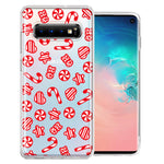 Samsung Galaxy S10 Christmas Winter Red White Peppermint Candies Swirls Candycanes Design Double Layer Phone Case Cover