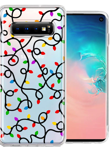 Samsung Galaxy S10 Colorful Nostalgic Vintage Christmas Holiday Winter String Lights Design Double Layer Phone Case Cover