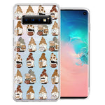 Samsung Galaxy S10 Cute Morning Coffee Lovers Gnomes Characters Drip Iced Latte Americano Espresso Brown Double Layer Phone Case Cover