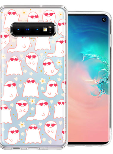 Samsung Galaxy S10 Plus Floating Heart Glasses Love Ghosts Vaneltines Day Cutie Daisy Double Layer Phone Case Cover