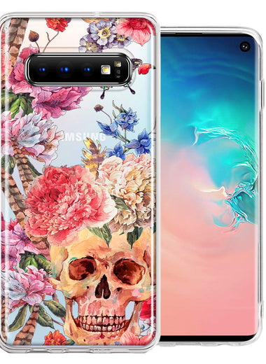 For Samsung Galaxy S10 Plus Indie Spring Peace Skull Feathers Floral Butterfly Flowers Phone Case Cover