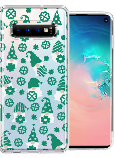 Samsung Galaxy S10 Lucky Green St Patricks Day Cute Gnomes Shamrock Polkadots Double Layer Phone Case Cover