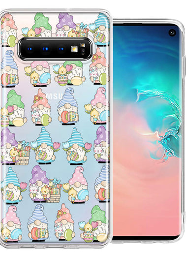 Samsung Galaxy S10 Plus Pastel Easter Cute Gnomes Spring Flowers Eggs Holiday Seasonal Double Layer Phone Case Cover