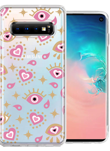 Samsung Galaxy S10 Pink Evil Eye Lucky Love Law Of Attraction Design Double Layer Phone Case Cover