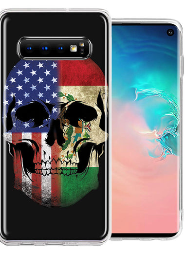 Samsung Galaxy S10 Plus US Mexico Flag Skull Double Layer Phone Case Cover