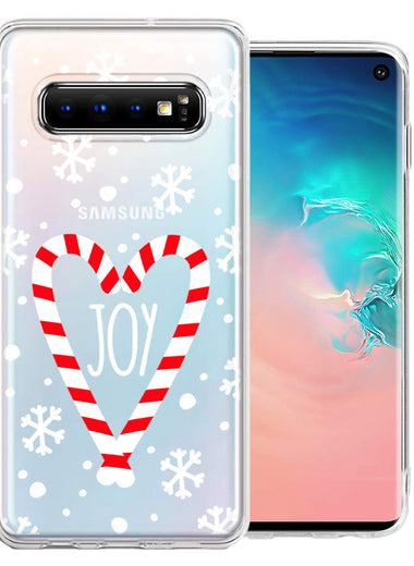 Samsung Galaxy S10 Plus Winter Joy Snow Peppermint Candy Cane Heart Festive Christmas Double Layer Phone Case Cover
