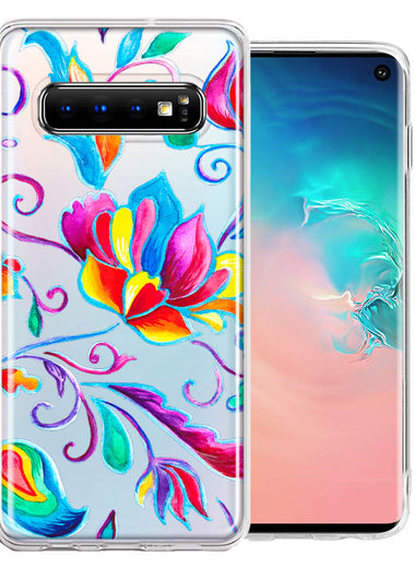 For Samsung Galaxy S10 Bright Colors Rainbow Water Lilly Floral Phone Case Cover