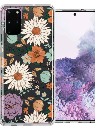 Samsung Galaxy S20 Feminine Classy Flowers Fall Toned Floral Wallpaper Style Double Layer Phone Case Cover