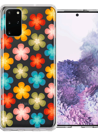 Samsung Galaxy S20 Groovy Gradient Retro Color Flowers Double Layer Phone Case Cover