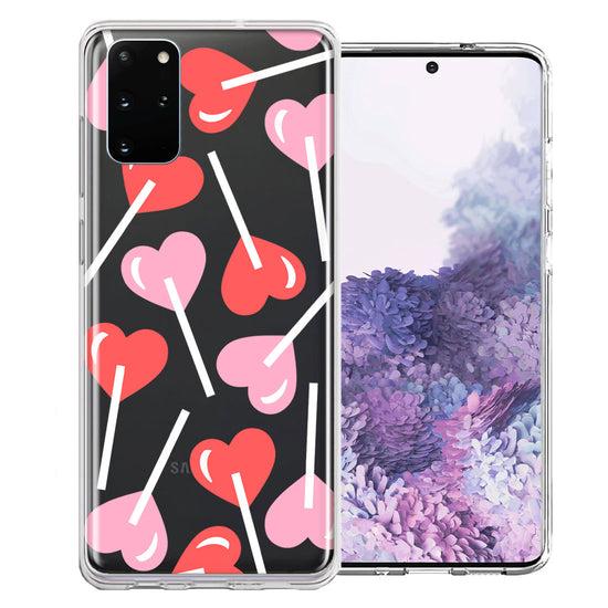 Samsung Galaxy S20 Heart Suckers Lollipop Valentines Day Candy Lovers Double Layer Phone Case Cover