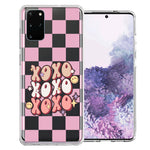 Samsung Galaxy S20 Retro Pink Checkered XOXO Vintage 70s Style Hippie Valentine Love Double Layer Phone Case Cover