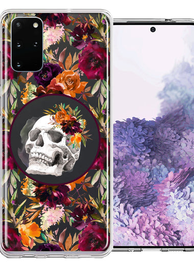 Samsung Galaxy S20 Romance Is Dead Valentines Day Halloween Skull Floral Autumn Flowers Double Layer Phone Case Cover